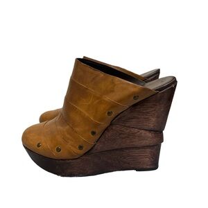 Diane Von Furstenberg Brown Wedge Mules 8.5